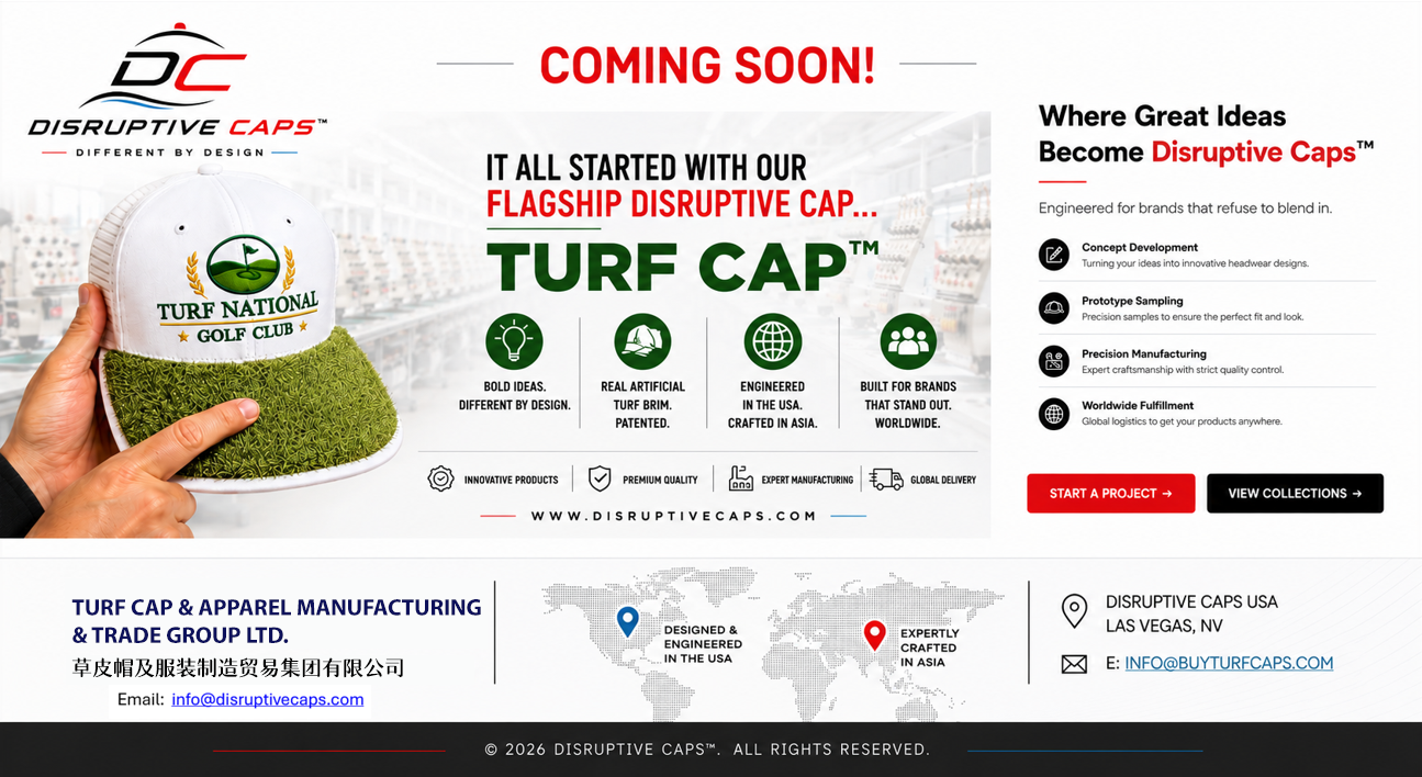Disruptive Caps coming soon landing page